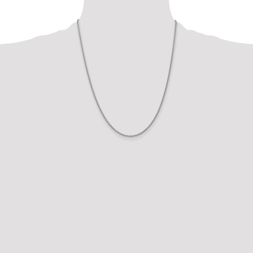 14K White Gold 22" Forzantine Cable Chain Necklace with Lobster Clasp - 1.8mm Width by Oro Pregiato
