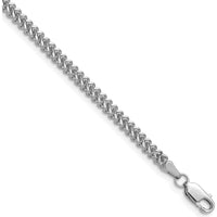 14K White Gold 22" Franco Chain Necklace with Lobster Clasp - Polished Finish by Oro Pregiato