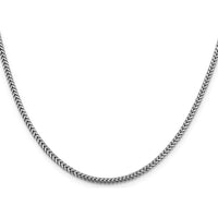 14K White Gold 22" Franco Chain Necklace with Lobster Clasp - Polished Finish by Oro Pregiato