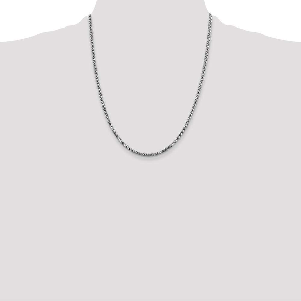 14K White Gold 22" Franco Chain Necklace with Lobster Clasp - Polished Finish by Oro Pregiato
