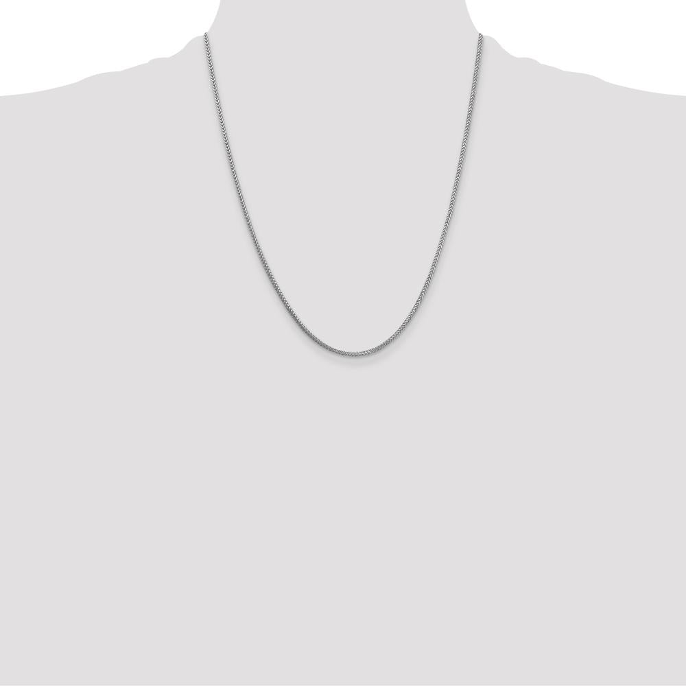 14K White Gold 22" Franco Chain with Lobster Clasp - 1.3mm Width by Oro Pregiato