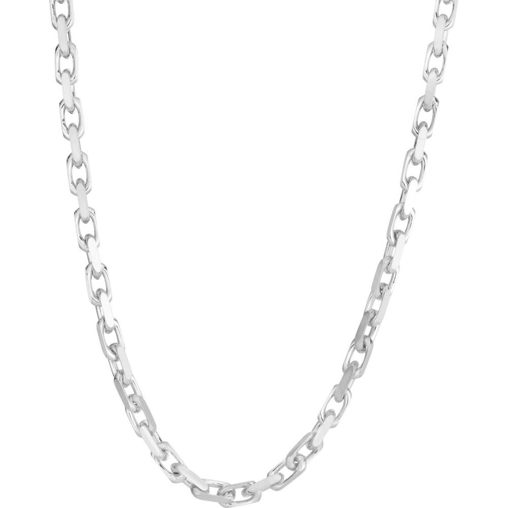 14K White Gold 22" French Cable Chain with Polished Finish - 4.8mm Width by Orozza Fine Jewelry