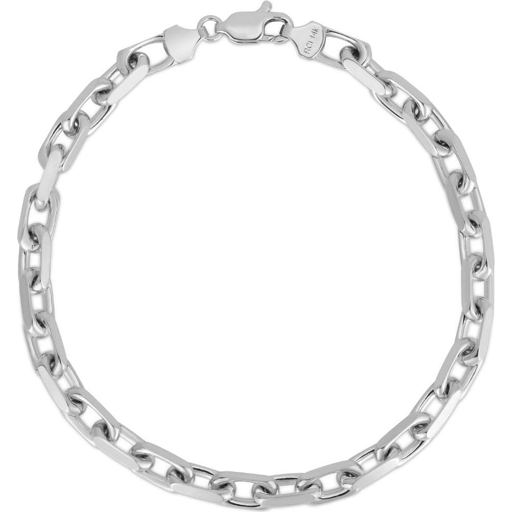 14K White Gold 22" French Cable Chain with Polished Finish - 4.8mm Width by Orozza Fine Jewelry