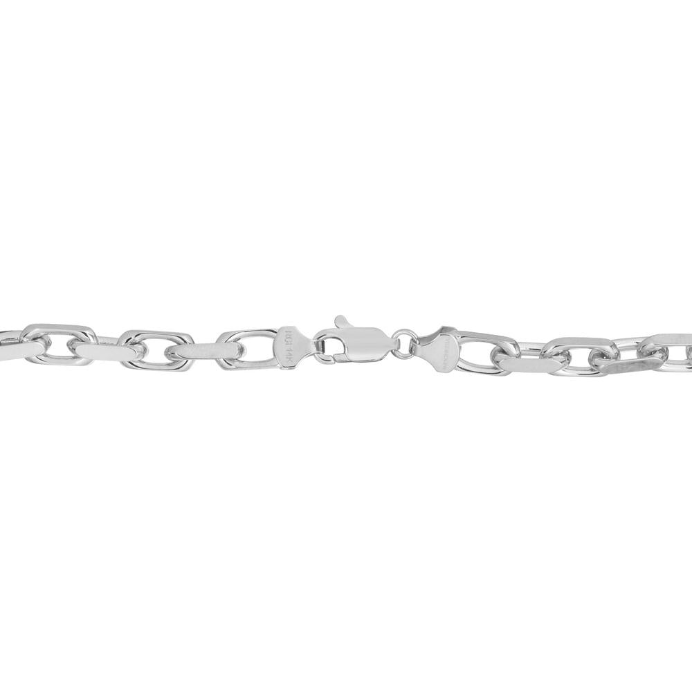 14K White Gold 22" French Cable Chain with Polished Finish - 4.8mm Width by Orozza Fine Jewelry