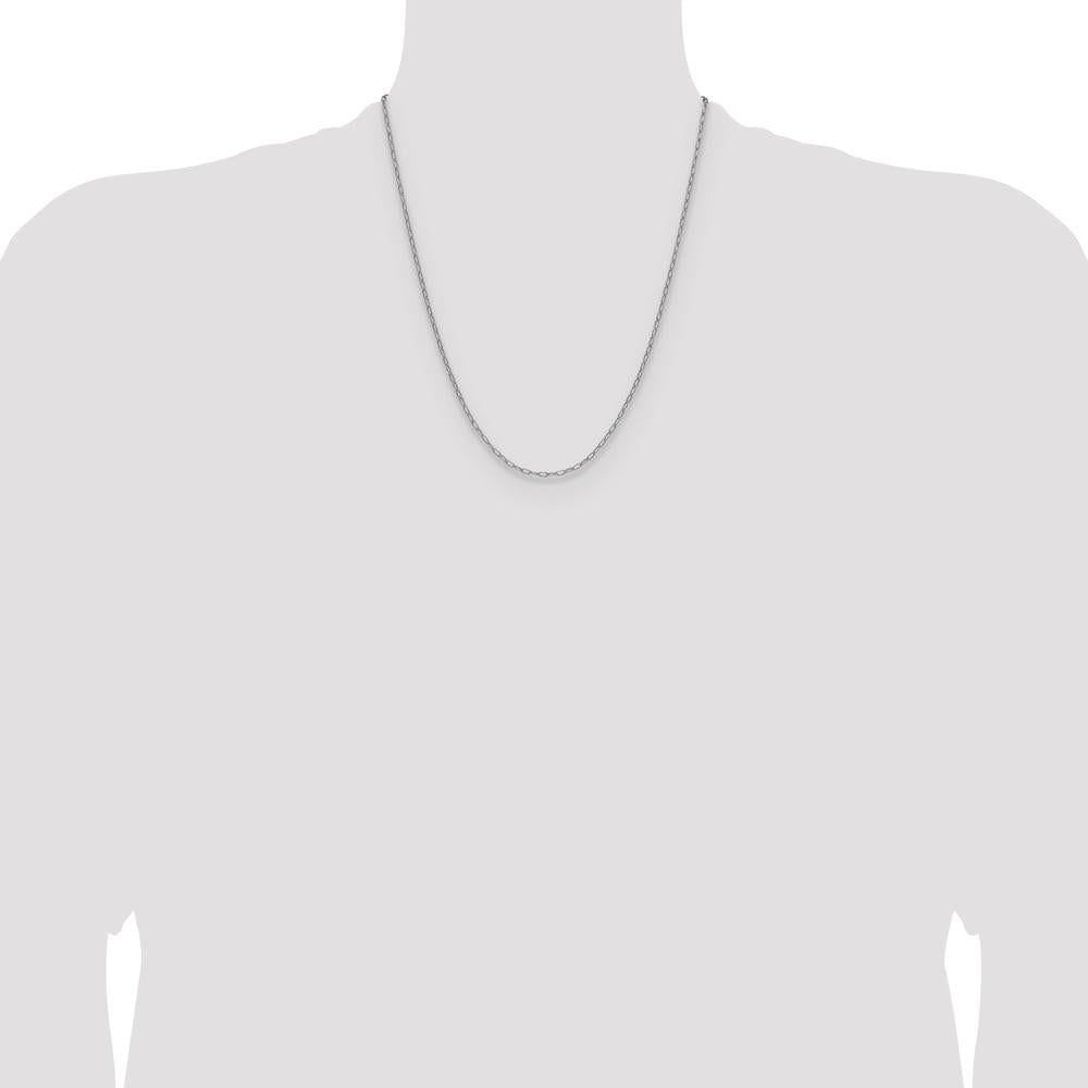 14K White Gold 22-Inch 2.2mm Semi-Solid Beveled Paperclip Chain by Oro Pregiato