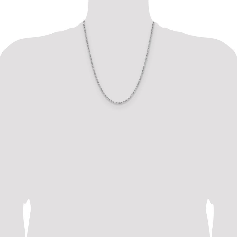 14K White Gold 22-Inch 3.0mm Beveled Paperclip Chain with Lobster Clasp by Oro Pregiato