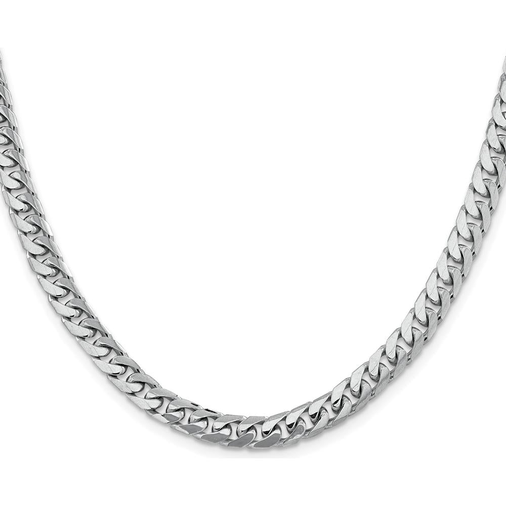 14K White Gold 22-Inch 6.25mm Solid Miami Cuban Chain with Rhodium Plating by Oro Pregiato