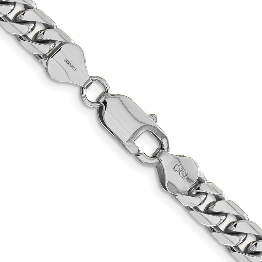 14K White Gold 22-Inch 6.25mm Solid Miami Cuban Chain with Rhodium Plating by Oro Pregiato