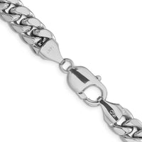 14K White Gold 22-Inch 9.3mm Semi-Solid Miami Cuban Chain with Rhodium Finish by Oro Pregiato
