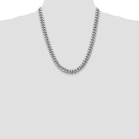 14K White Gold 22-Inch 9.3mm Semi-Solid Miami Cuban Chain with Rhodium Finish by Oro Pregiato