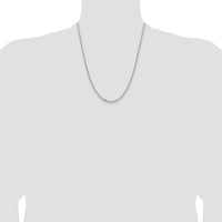 14K White Gold 22-Inch Diamond-Cut Cable Chain Necklace - Rhodium Plated, 3mm Width by Oro Pregiato
