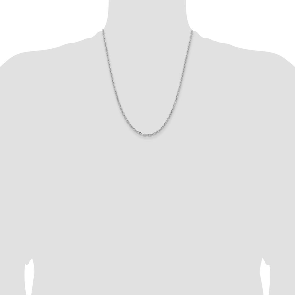 14K White Gold 22-Inch Diamond-Cut Cable Chain Necklace - Rhodium Plated, 3mm Width by Oro Pregiato