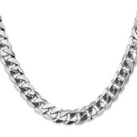 14K White Gold 22-Inch Flat Beveled Curb Chain Necklace - 9.5mm Width by 0