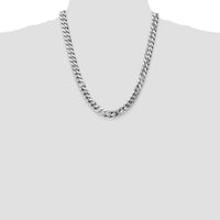 14K White Gold 22-Inch Flat Beveled Curb Chain Necklace - 9.5mm Width by 0