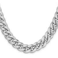 14K White Gold 22-inch Semi-Solid Miami Cuban Chain - 11mm Width by Oro Pregiato