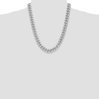 14K White Gold 22-inch Semi-Solid Miami Cuban Chain - 11mm Width by Oro Pregiato