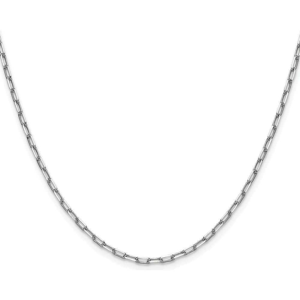 14K White Gold 22" Paperclip Chain with Beveled Edges - 2.1mm Width by Oro Pregiato