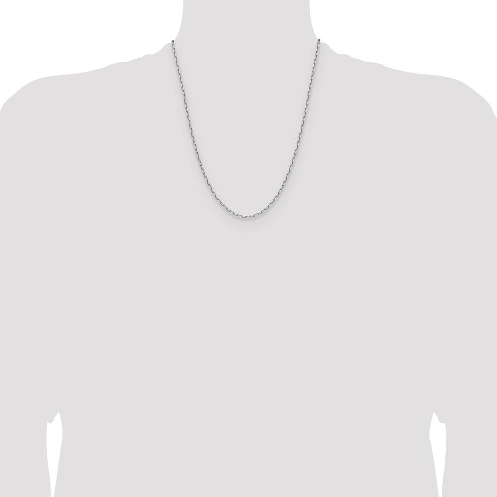 14K White Gold 22" Paperclip Chain with Beveled Edges - 2.1mm Width by Oro Pregiato