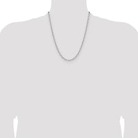 14K White Gold 22" Paperclip Chain with Beveled Links and Rhodium Plating by Oro Pregiato