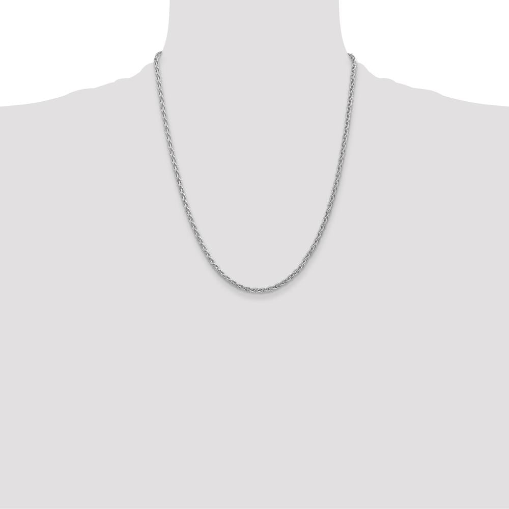 14K White Gold 22" Parisian Wheat Chain with Lobster Clasp by Oro Pregiato