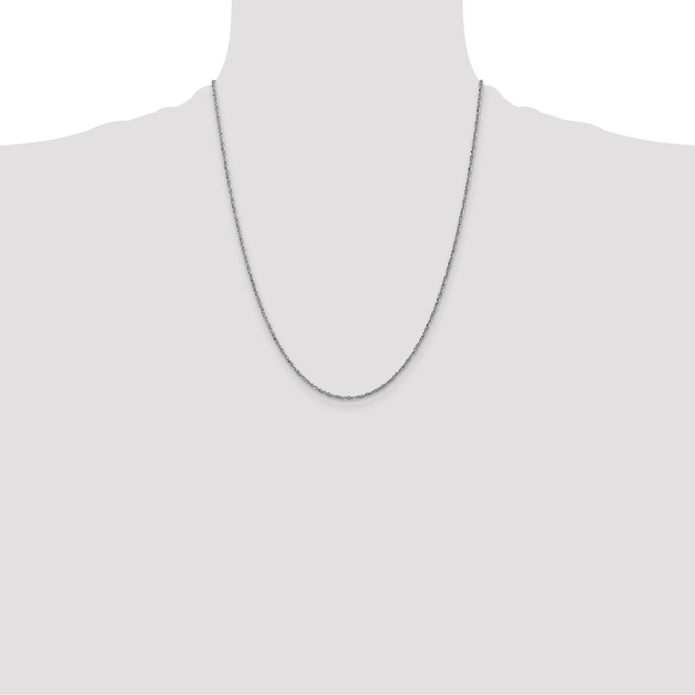 14K White Gold 22" Ropa Chain Necklace with Lobster Clasp - Polished Rhodium Plating by Oro Pregiato