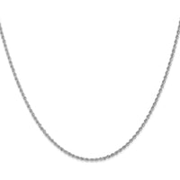 14K White Gold 22" Rope Chain Necklace with Lobster Clasp - 1.5mm Width by 0