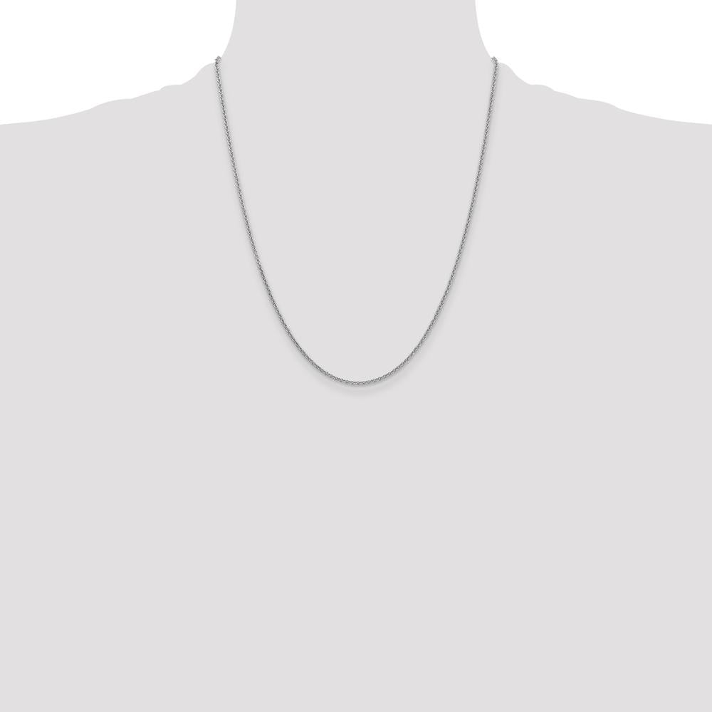 14K White Gold 22" Round Open Link Cable Chain with Lobster Clasp - 1.6mm Width by Oro Pregiato