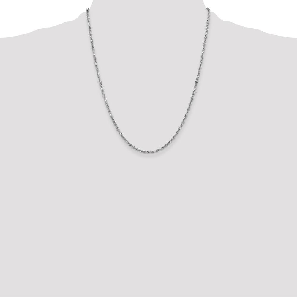 14K White Gold 22" Singapore Chain Necklace with Lobster Clasp - 1.7mm Width by Oro Pregiato