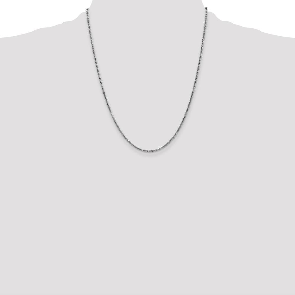 14K White Gold 22" Spiga Chain with Lobster Clasp - 1.7mm Width by Oro Pregiato