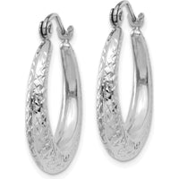 14K White Gold 22mm Diamond Cut Hollow Hoop Earrings with Rhodium Plating by 0