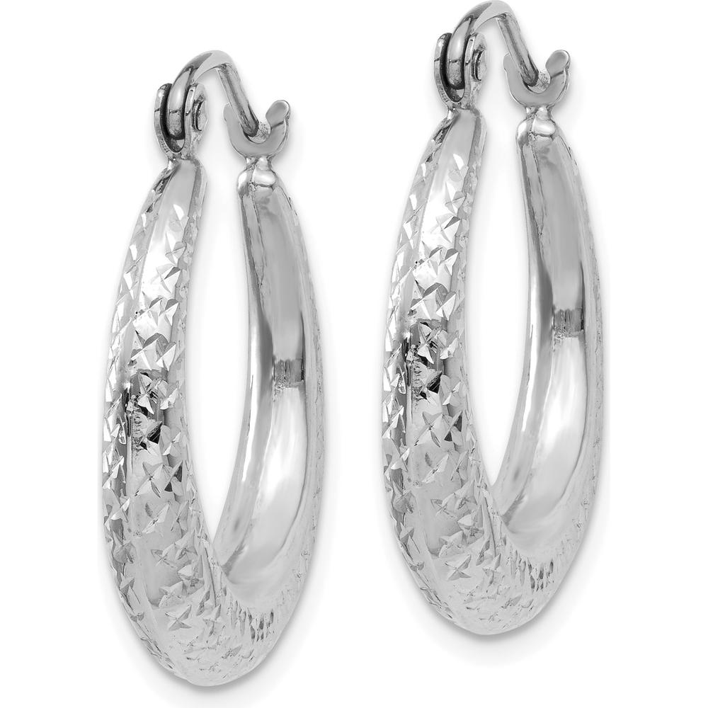 14K White Gold 22mm Diamond Cut Hollow Hoop Earrings with Rhodium Plating by 0
