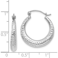 14K White Gold 22mm Diamond Cut Hollow Hoop Earrings with Rhodium Plating by 0
