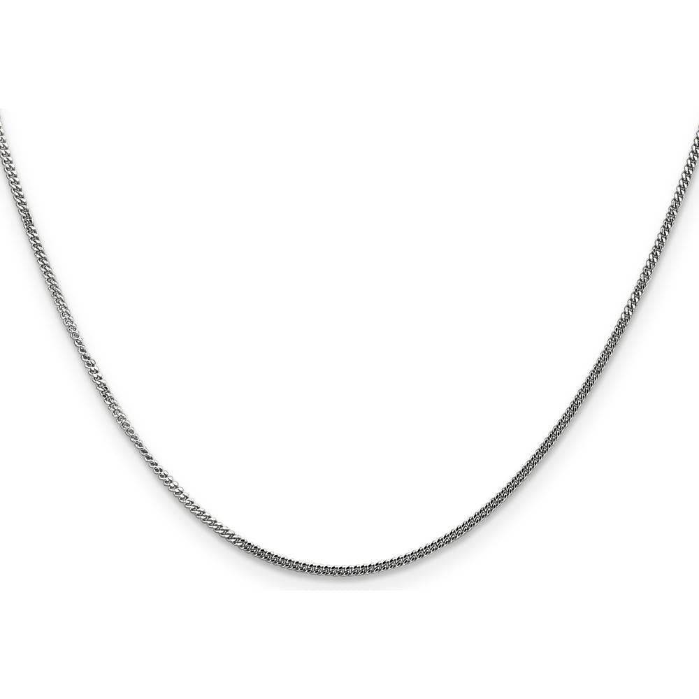 14K White Gold 24" 1.4mm Curb Chain Pendant Necklace with Rhodium Plating by Oro Pregiato