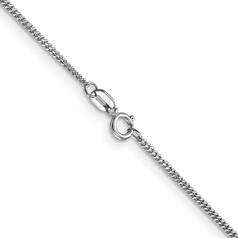 14K White Gold 24" 1.4mm Curb Chain Pendant Necklace with Rhodium Plating by Oro Pregiato