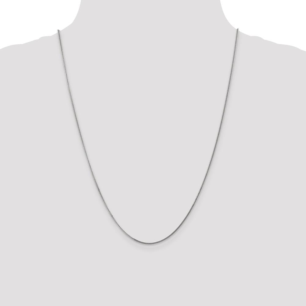 14K White Gold 24" 1.4mm Curb Chain Pendant Necklace with Rhodium Plating by Oro Pregiato