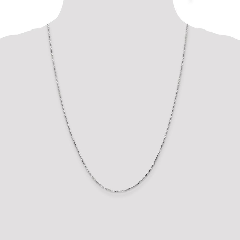 14K White Gold 24" 1.4mm Diamond-Cut Round Open Link Cable Chain with Lobster Clasp by Oro Pregiato