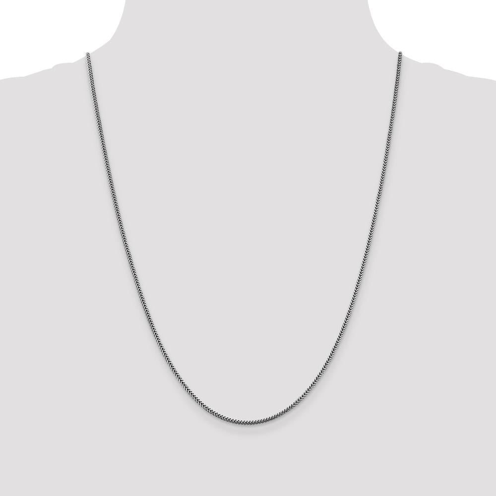 14K White Gold 24" 1.4mm Franco Chain with Lobster Clasp - Polished Finish by Oro Pregiato