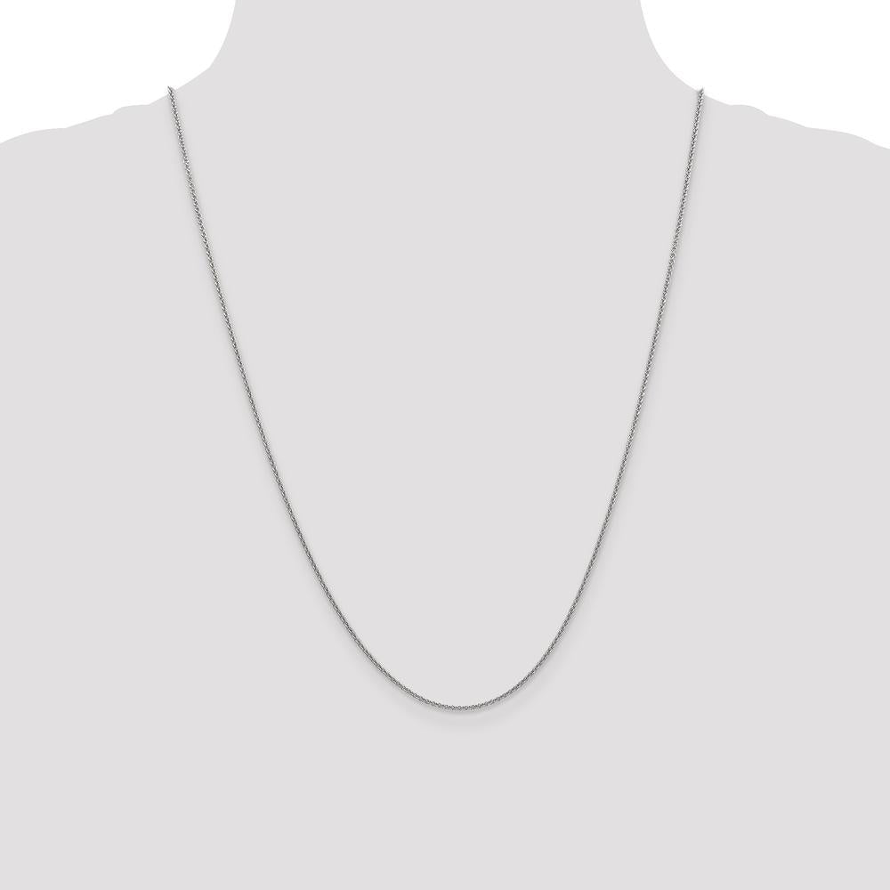 14K White Gold 24" 1.4mm Round Open Link Cable Chain with Lobster Clasp by Oro Pregiato