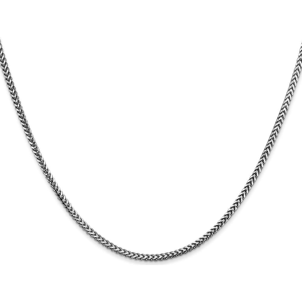 14K White Gold 24" 1.5mm Franco Chain with Lobster Clasp - Rhodium Plated by Oro Pregiato
