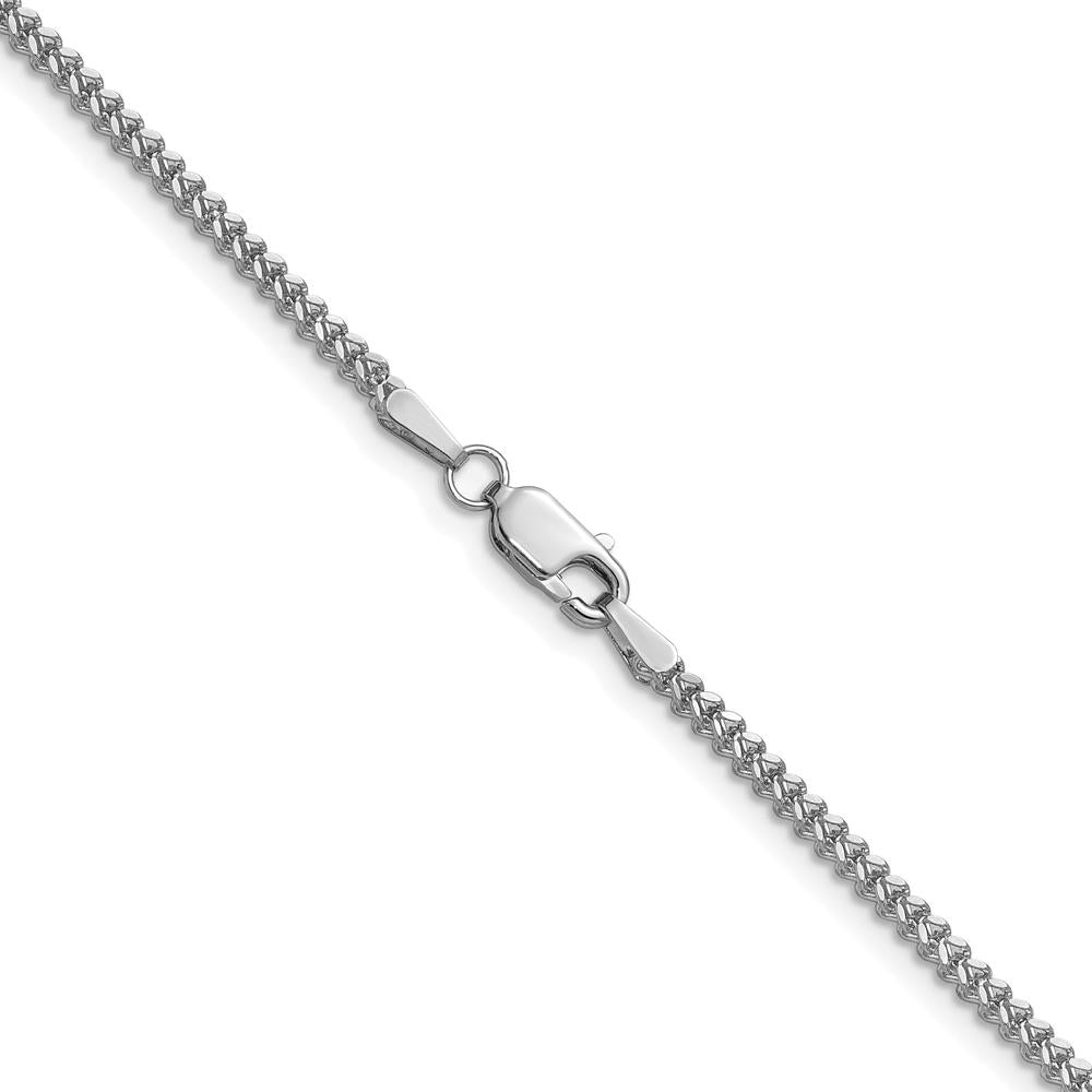 14K White Gold 24" 1.5mm Franco Chain with Lobster Clasp - Rhodium Plated by Oro Pregiato