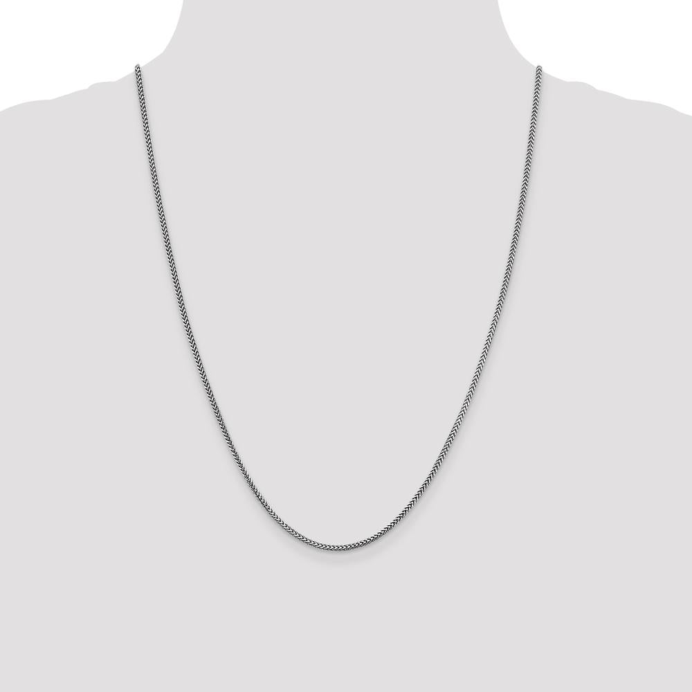 14K White Gold 24" 1.5mm Franco Chain with Lobster Clasp - Rhodium Plated by Oro Pregiato