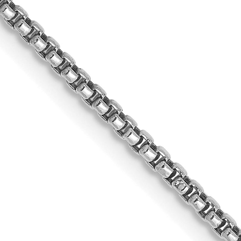 14K White Gold 24" 1.5mm Semi-Solid Round Box Chain with Lobster Clasp by Oro Pregiato