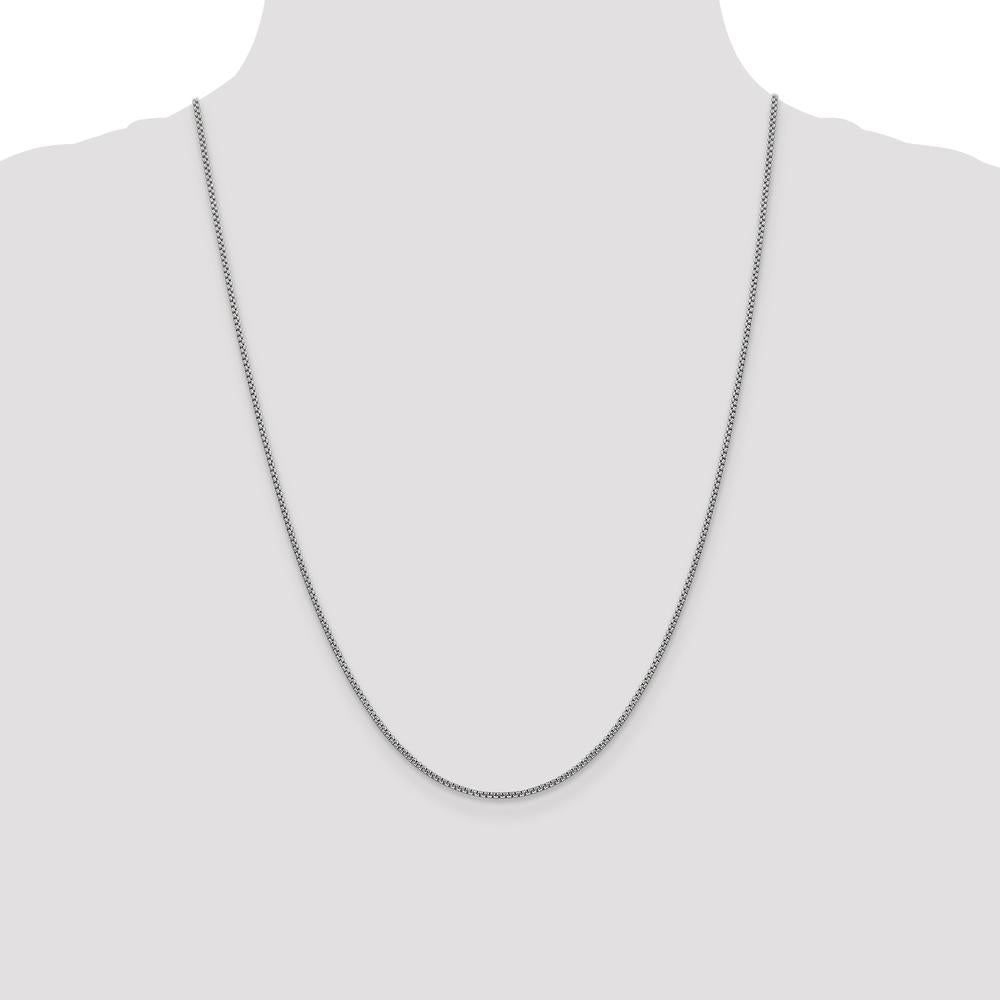14K White Gold 24" 1.5mm Semi-Solid Round Box Chain with Lobster Clasp by Oro Pregiato