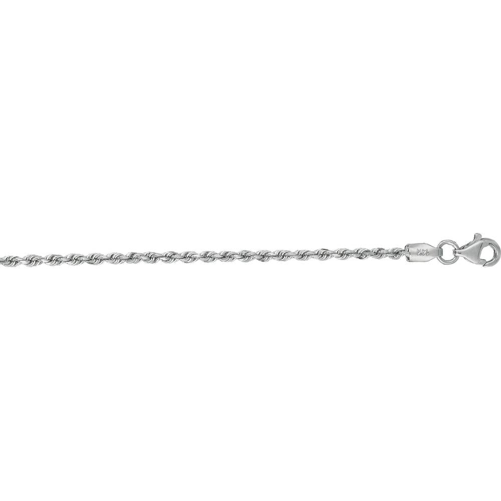 14K White Gold 24" 1.8mm Diamond Cut Rope Chain with Lobster Clasp by Orozza Fine Jewelry