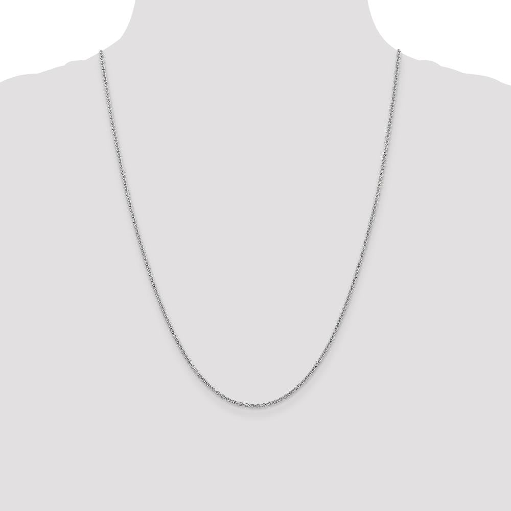 14K White Gold 24" 1.8mm Forzantine Cable Chain Necklace with Lobster Clasp by Oro Pregiato