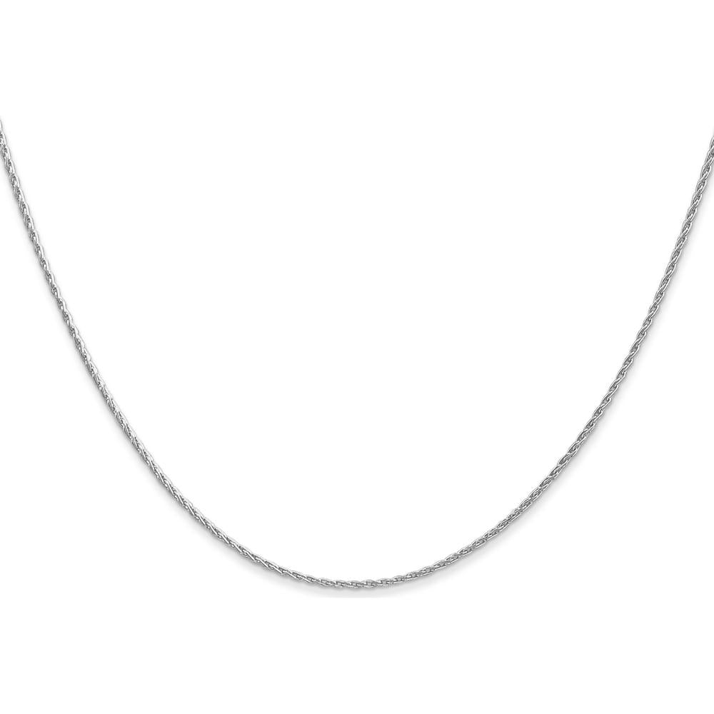 14K White Gold 24" 1mm Round Parisian Wheat Chain with Lobster Clasp by Oro Pregiato