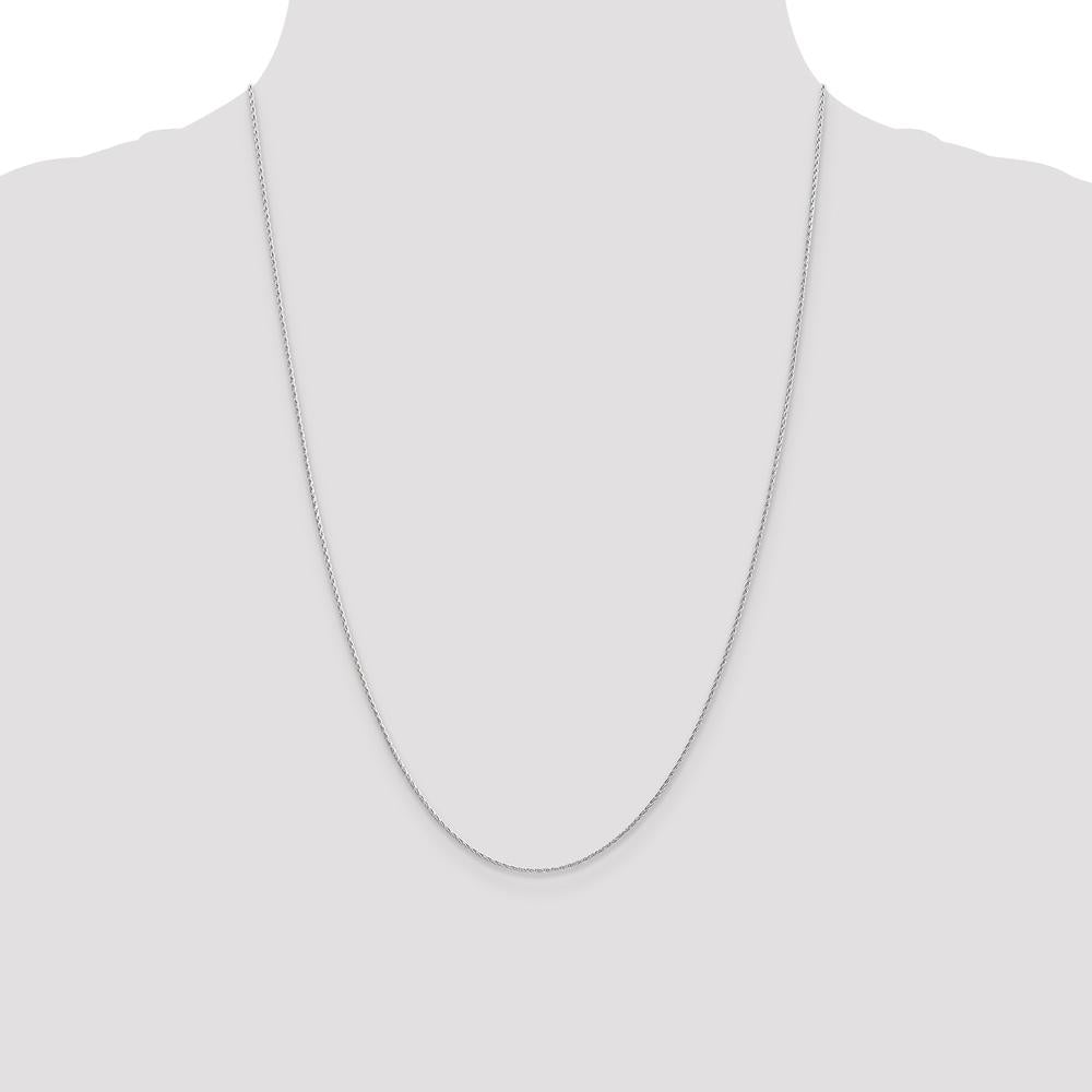 14K White Gold 24" 1mm Round Parisian Wheat Chain with Lobster Clasp by Oro Pregiato