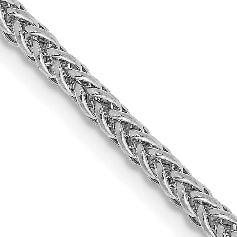 14K White Gold 24" 2.35mm Semi-Solid Wheat Chain with Lobster Clasp by Oro Pregiato