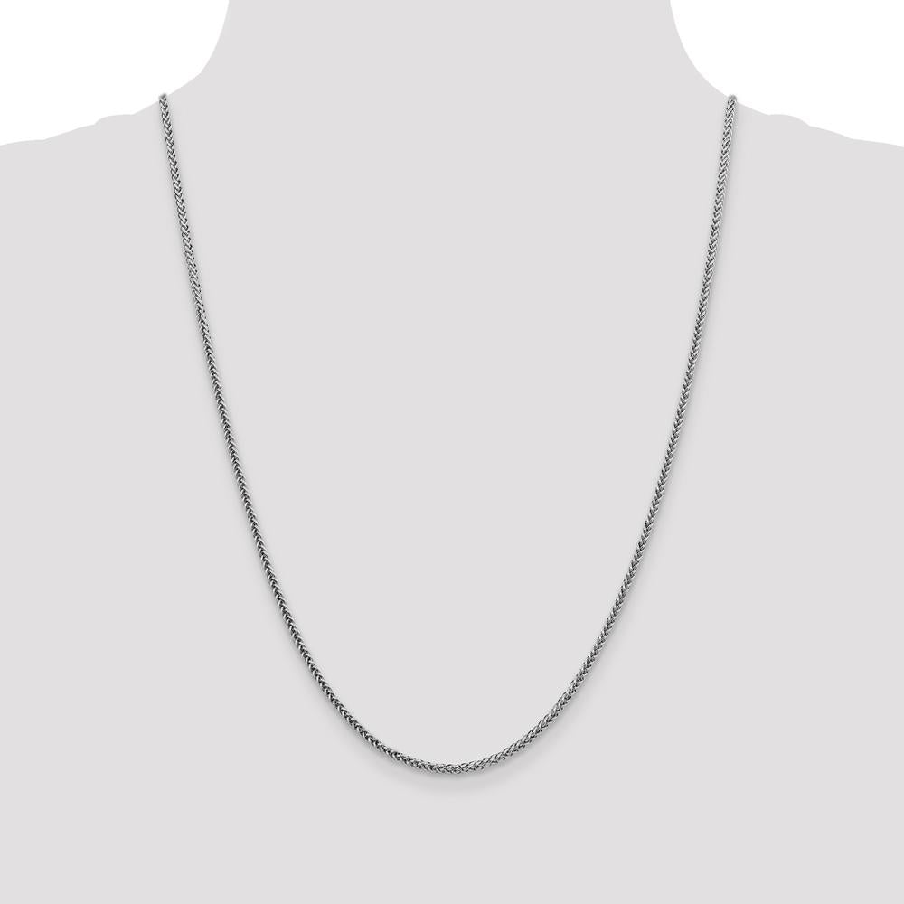 14K White Gold 24" 2.35mm Semi-Solid Wheat Chain with Lobster Clasp by Oro Pregiato