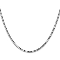 14K White Gold 24" 2.5mm Semi-Solid Curb Chain with Lobster Clasp - Polished Finish by Oro Pregiato